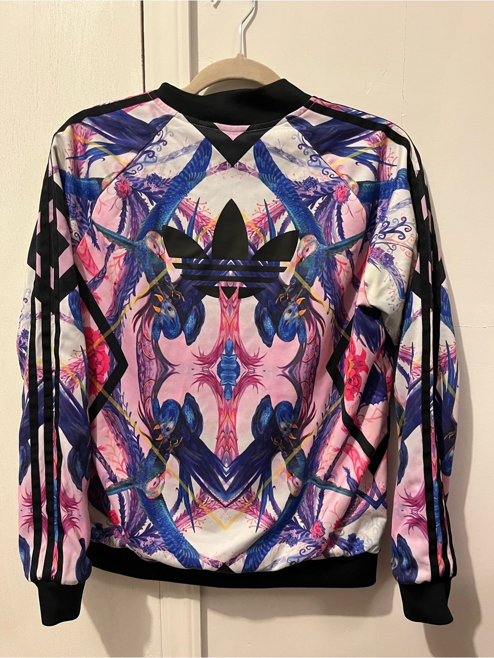 adidas Women's Floral Graphic Bomber Jacket - Pink, Blue, Black